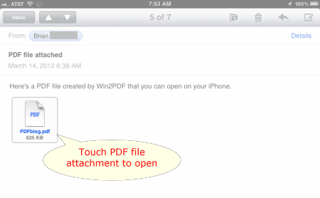 iPad email with PDF attachment