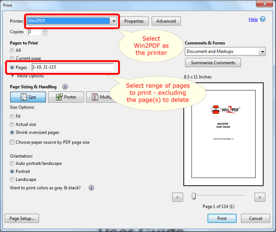 How to delete a page or pages from a PDF file