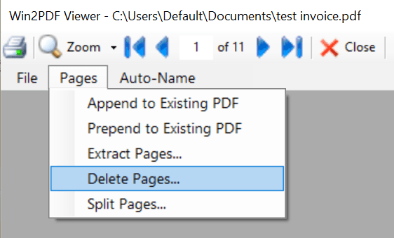 Delete pages from pdf