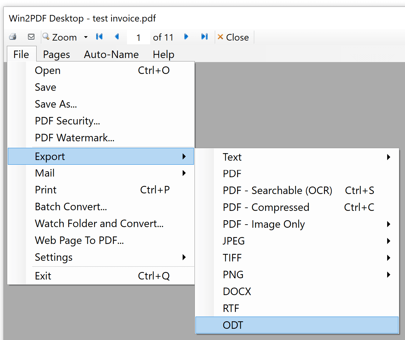 Win2PDF Desktop - Export XPS to ODT