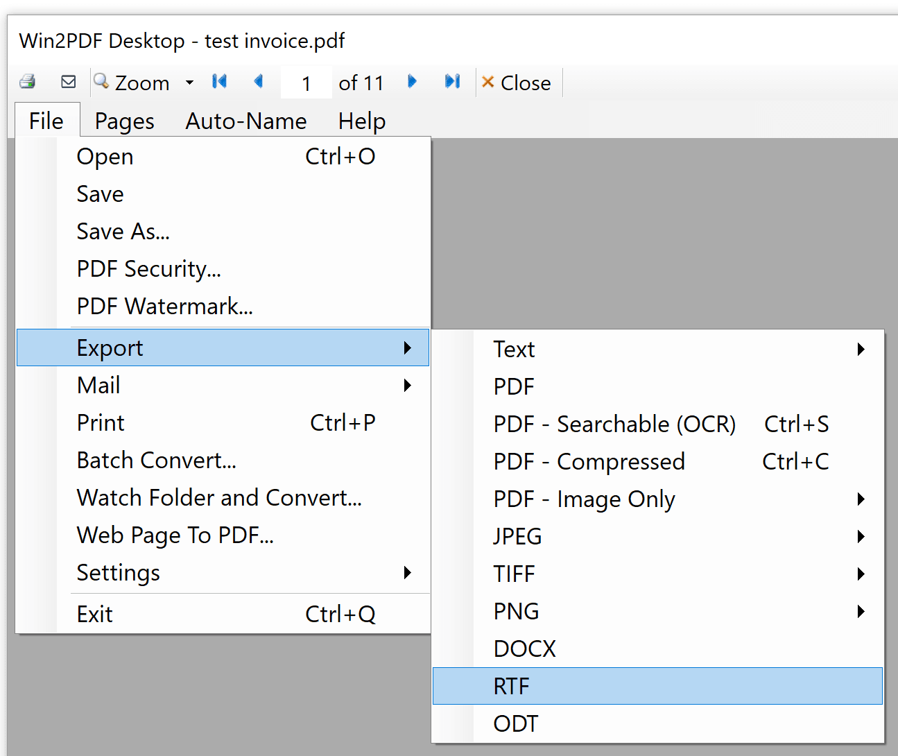 Win2PDF Desktop - Export PDF to RTF