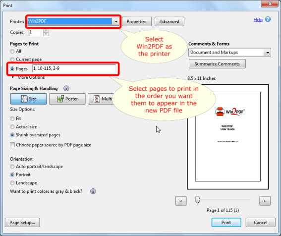 Reorder or rearrange pages in a PDF file
