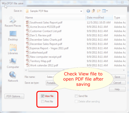 Win2PDF View PDF Option
