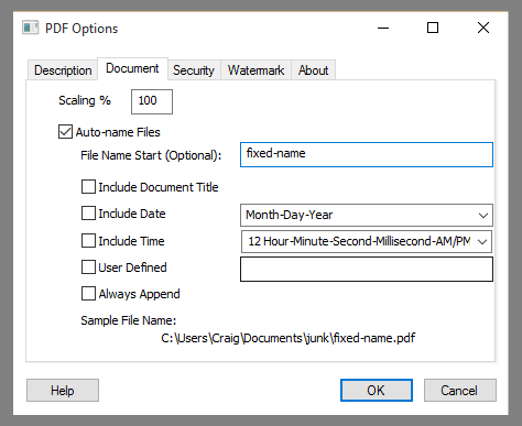 Auto-name Settings - File Name Start