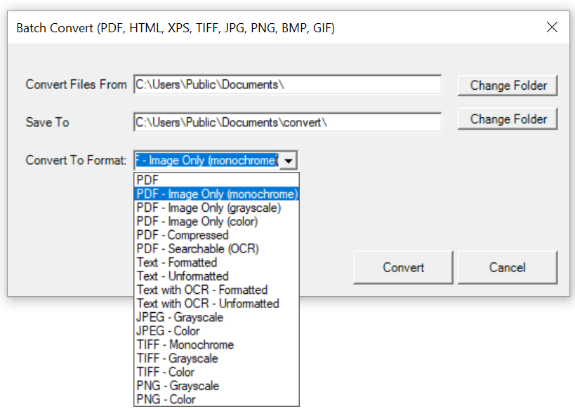 Win2PDF Desktop - Batch Convert XPS to Image Only PDF