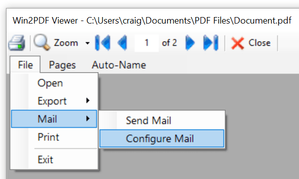 Win2PDF Desktop Configure Mail