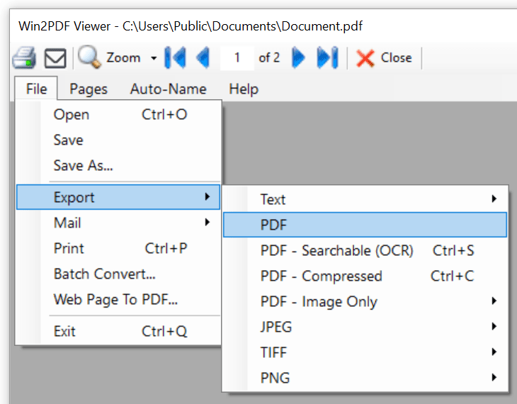 Win2PDF Desktop - Export PNG to PDF