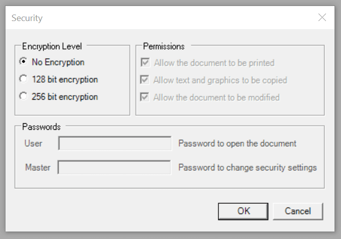 Win2PDF Desktop PDF Security