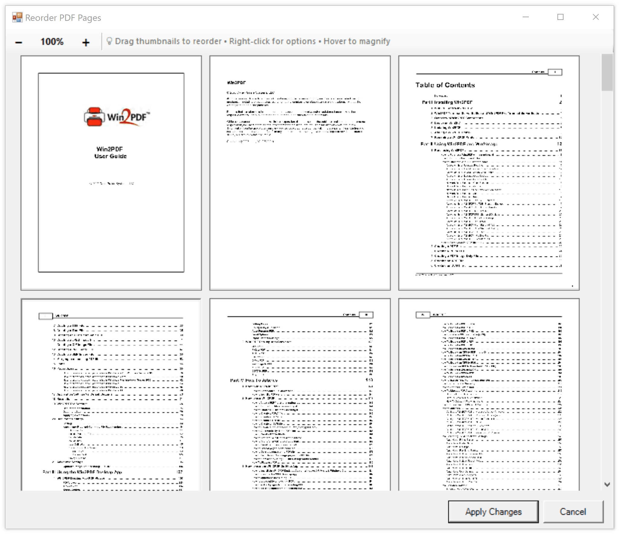 Win2PDF Desktop - Reorder Pages
